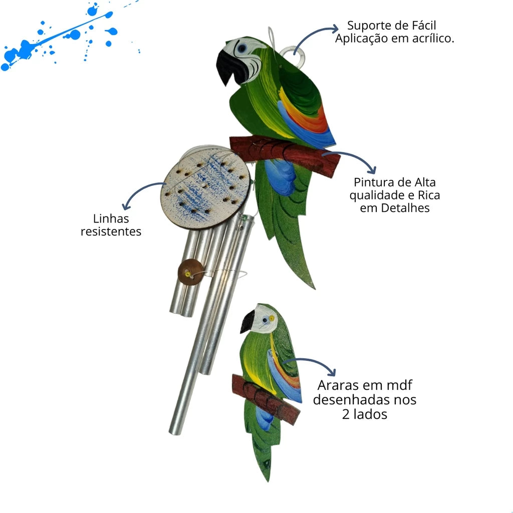 Sino ou Mensageiro dos Ventos Arara Vermelha