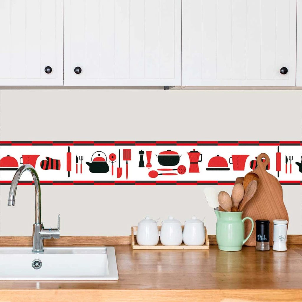 Borda Decorativa Adesivo Faixa para Cozinha diversos modelos - 100 x 10 cm