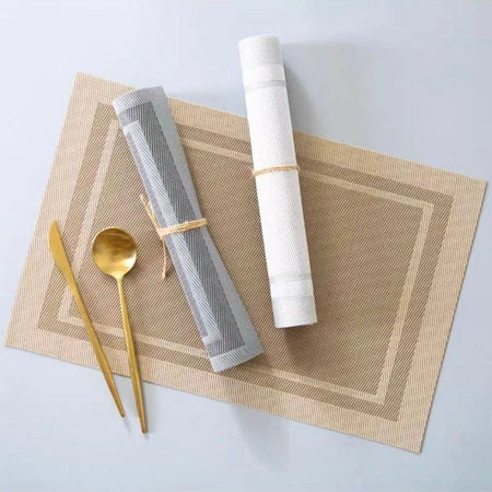 KIT 4 ou 6 Jogo Americano Metalizado em PVC Retangular Mesa Posta Sousplat