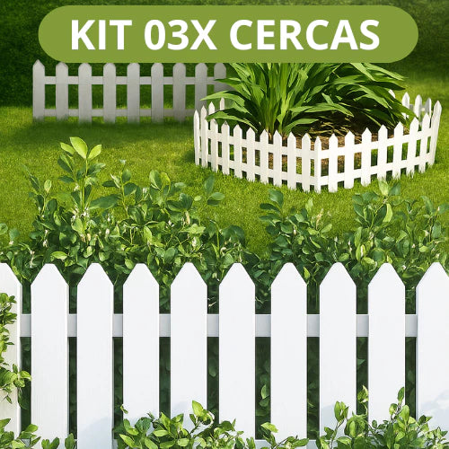 Kit 3 Cercas Plástica Decorativa Jardim Inglês