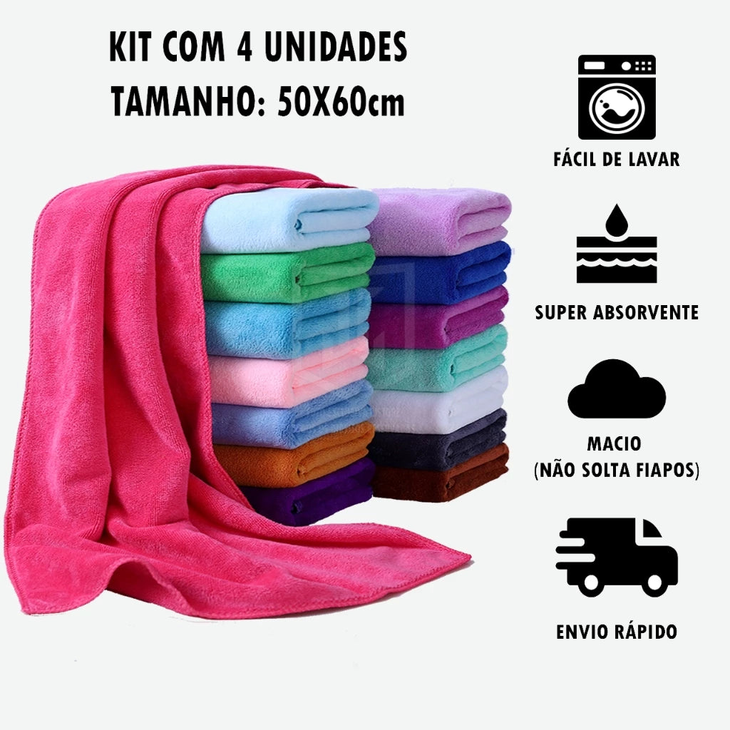 Kit 4 Panos Mágico de Chão Super Absorvente