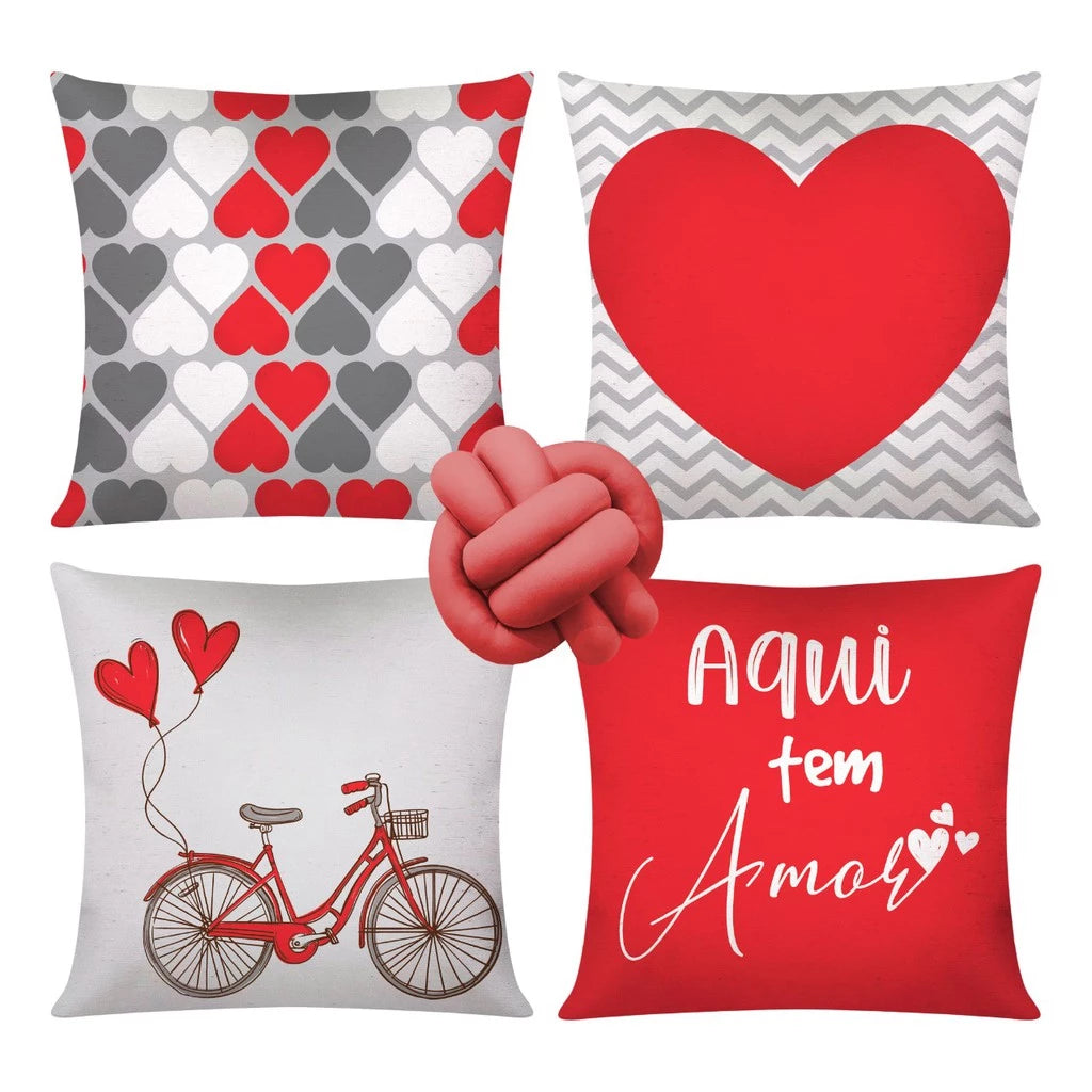 Kit 4 capas de almofadas decorativas + Nó
