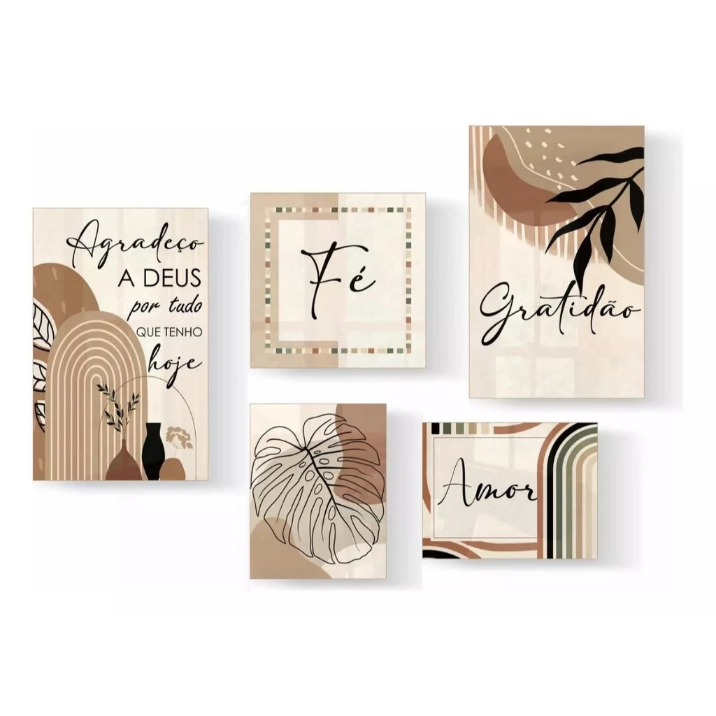 Kit 5 Quadros Decorativos Frases