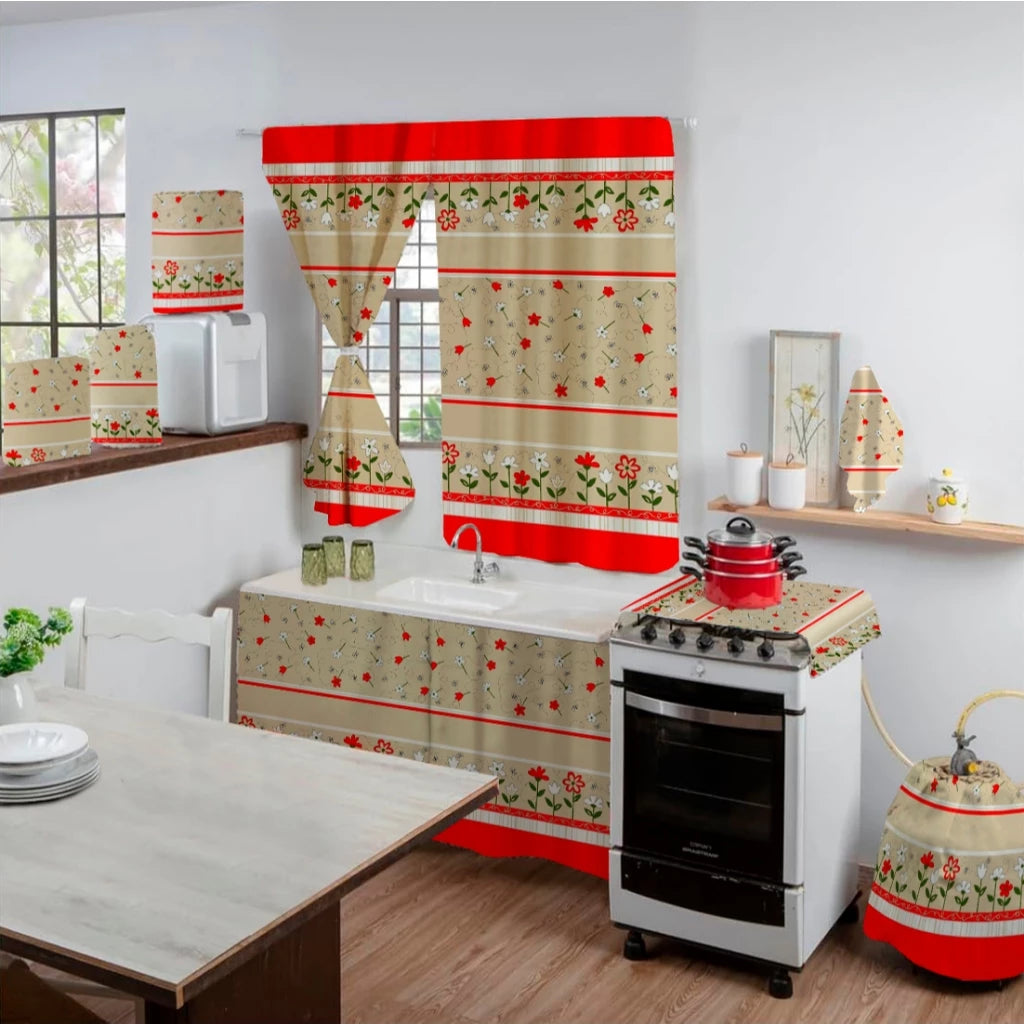 Kit 8 Peças De Cozinha Completo Estampado