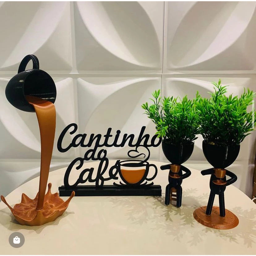 Kit Cantinho do Café com Xícara Flutuante e Bob com as Plantas