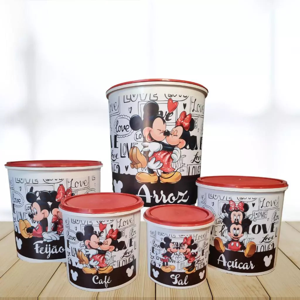 Kit de Potes Mantimentos 5 peças plástico porta mantimentos para cozinha