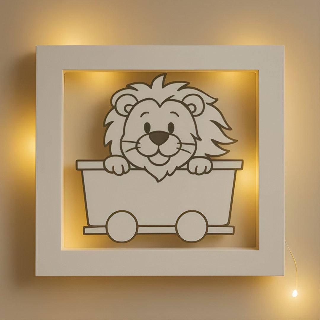 🌙 Luminária Safari Baby™ – Kit com 3 Luminárias MDF de Parede