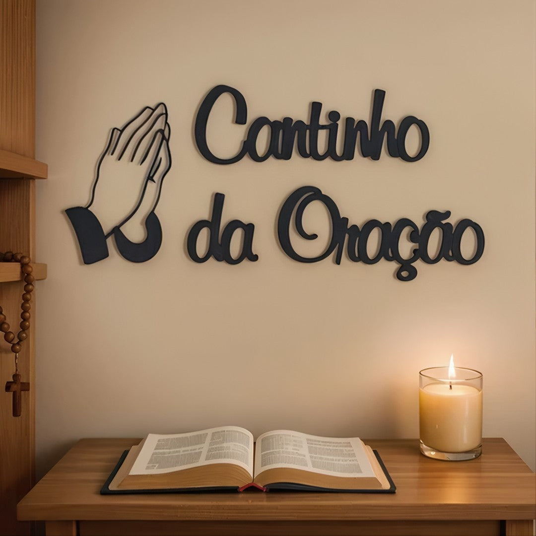 ✝️ FaithWall™ Aplique Decorativo Religioso em MDF para Cantinho da Oração