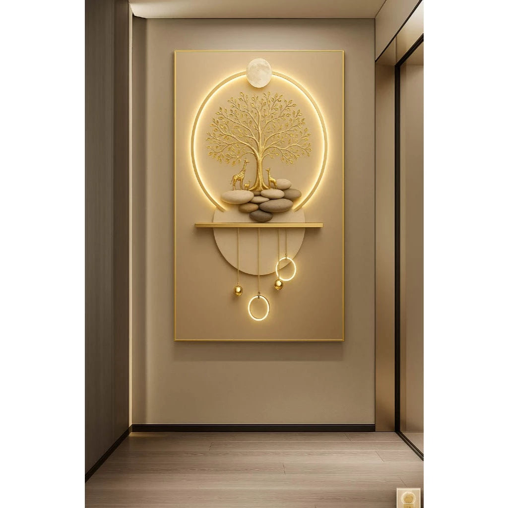 Quadro Decorativo Sala Luxuoso Árvore Dourada Gold Casa Nova