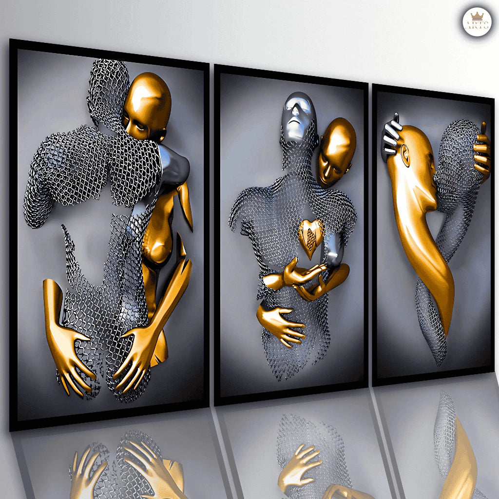 Quadros Decorativos 3 Peças Arte Moderna Casal Química