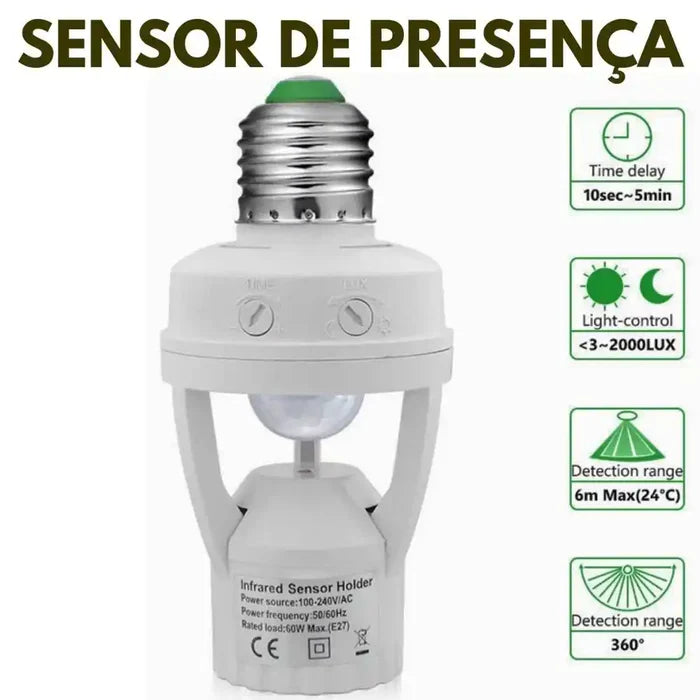 Sensor Inteligente Automático – Iluminação com Economia de até 80%