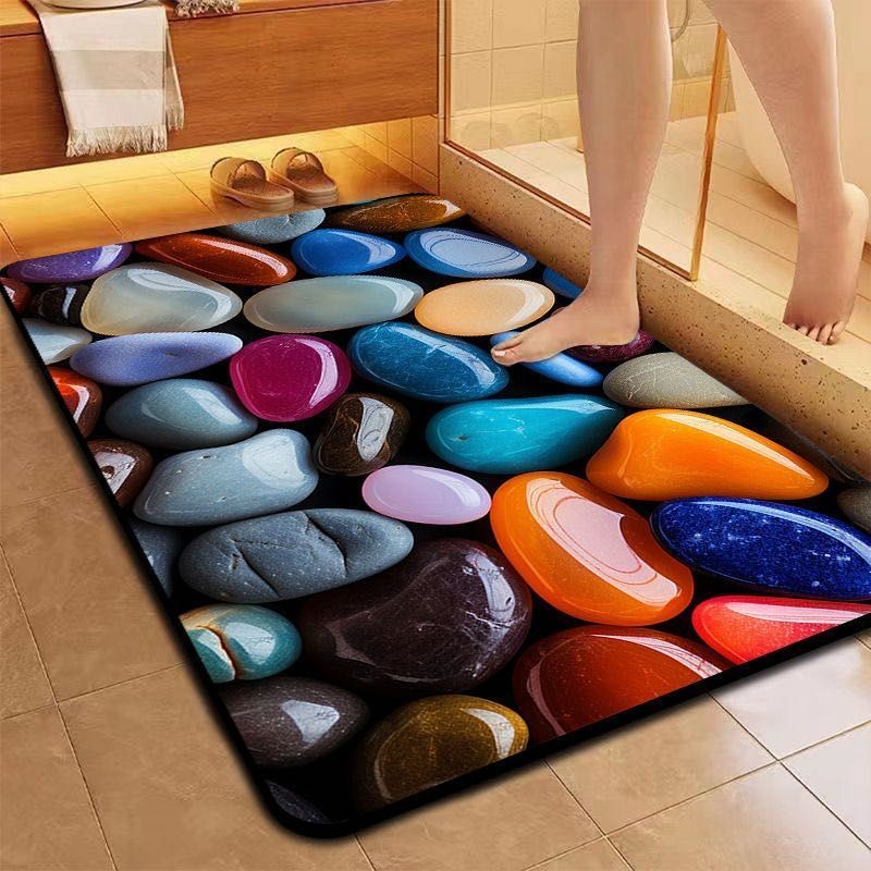 Tapete Estilo 5D De Secagem Rápida Em Microfibra Antiderrapante Para Banheiro / Porta De Entrada