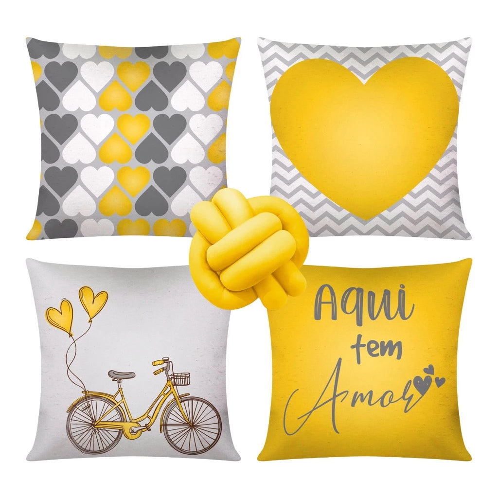 Kit 4 capas de almofadas decorativas + Nó