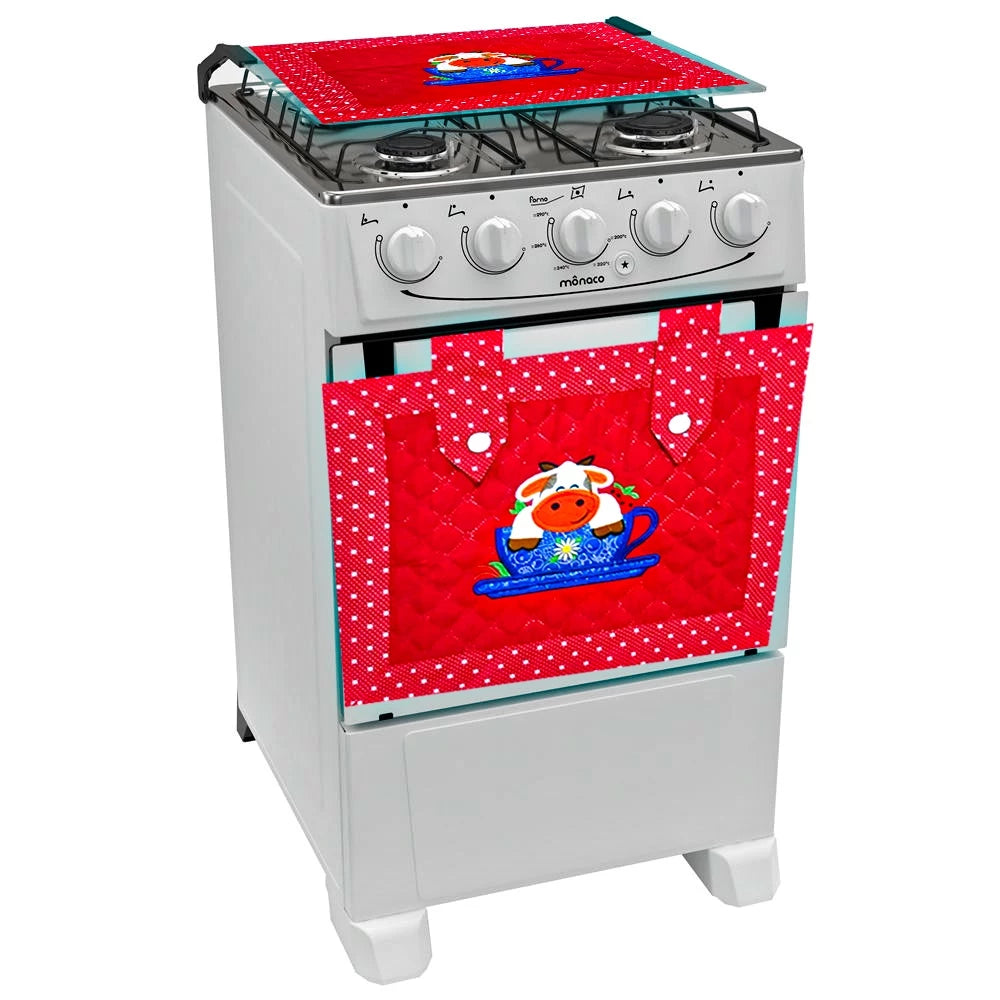 Kit Fogão e Forno Tecido Matelado Para Fogão 4 Bocas