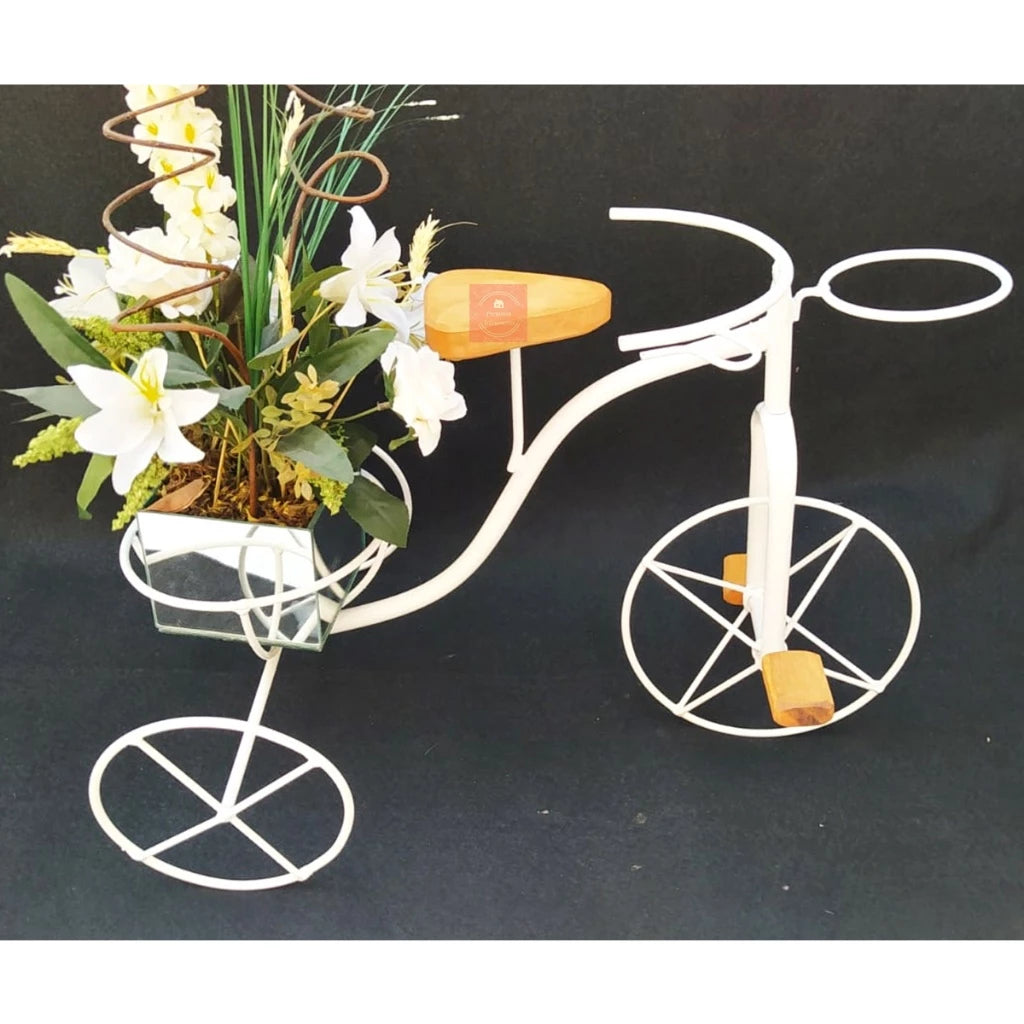 Bicicleta Decorativa de Ferro Rústica Branca