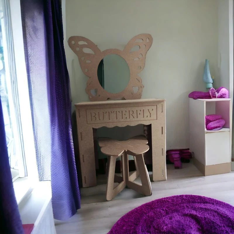 Penteadeira Infantil Borboleta de Encaixe MDF Cru