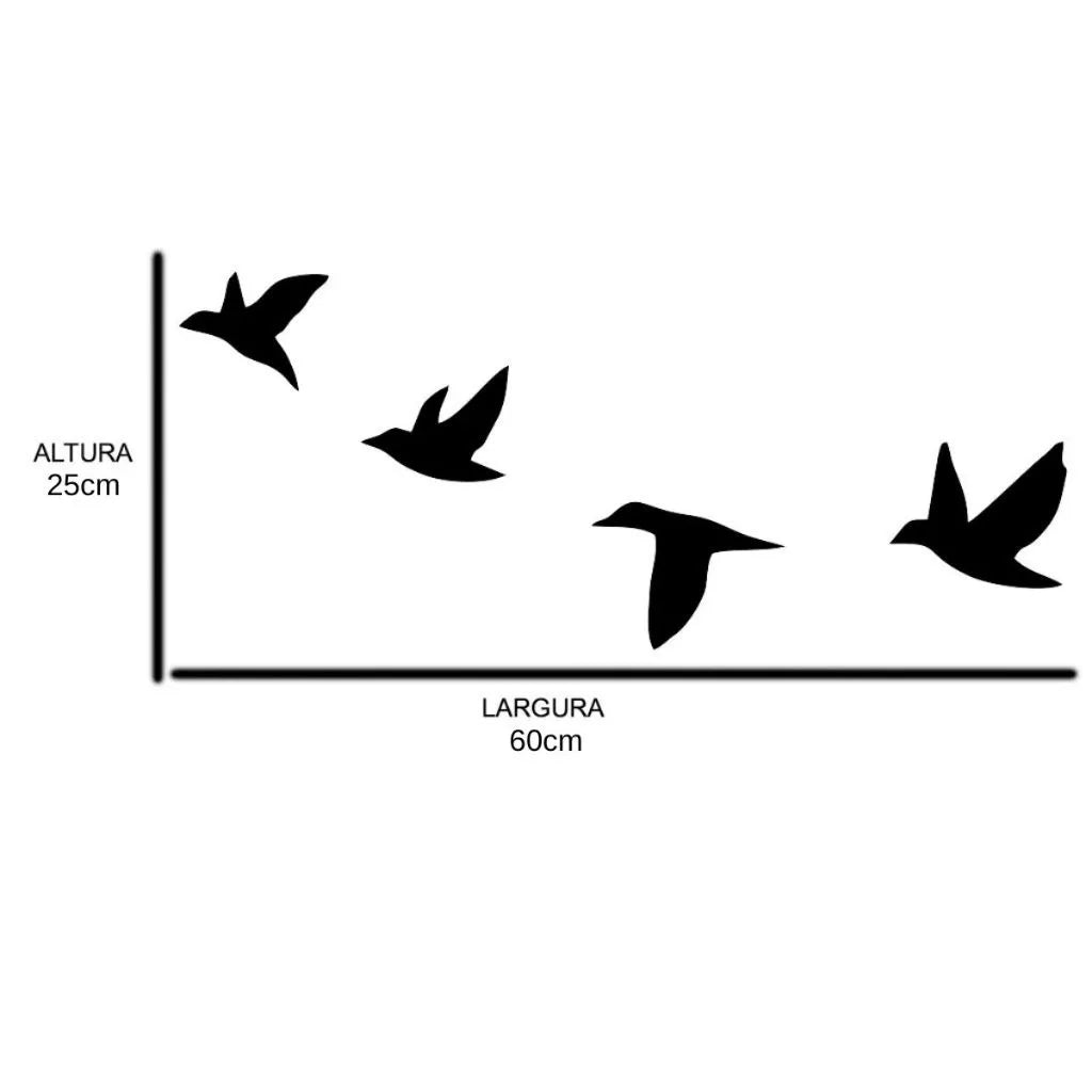 Quadro de Parede em MDF Pássaro 4 peças
