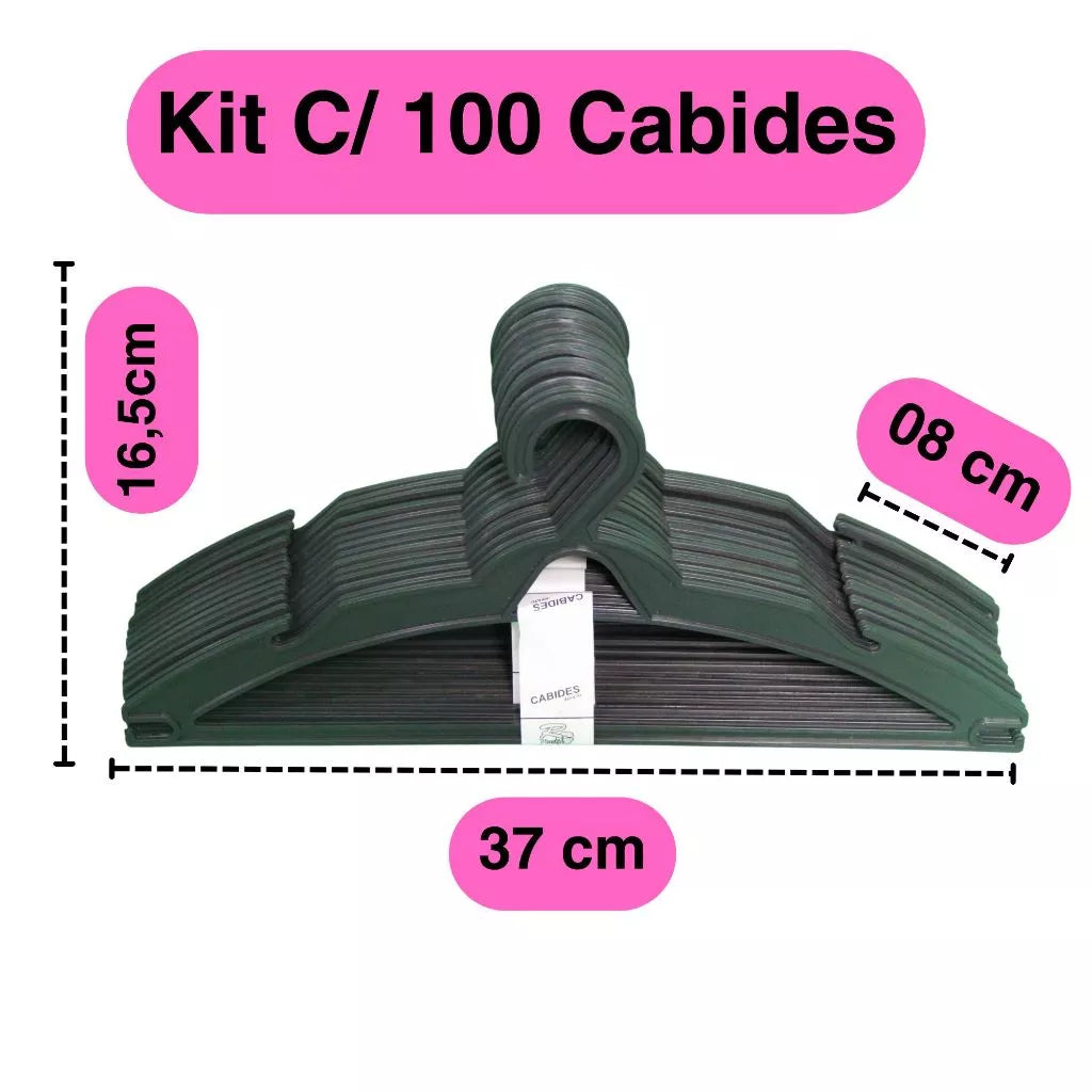 Cabide Adulto Preto Kit 100 Cabides Reforçados Organizar Roupas