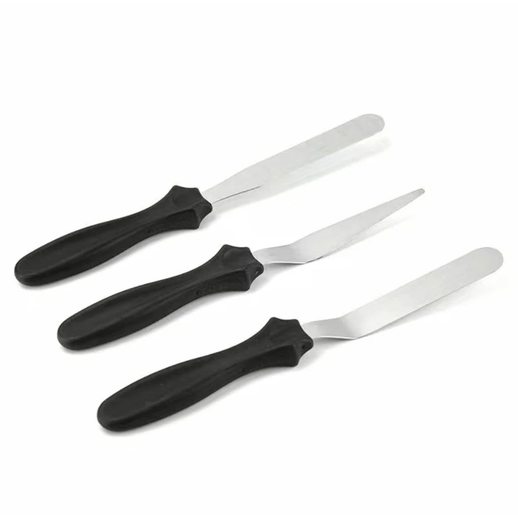 Kit 3 Espátulas Confeiteiro Para Bolos Decorados Em Inox Multiuso
