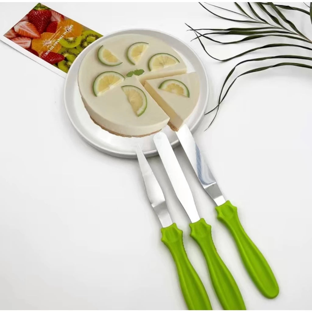 Kit 3 Espátulas Confeiteiro Para Bolos Decorados Em Inox Multiuso