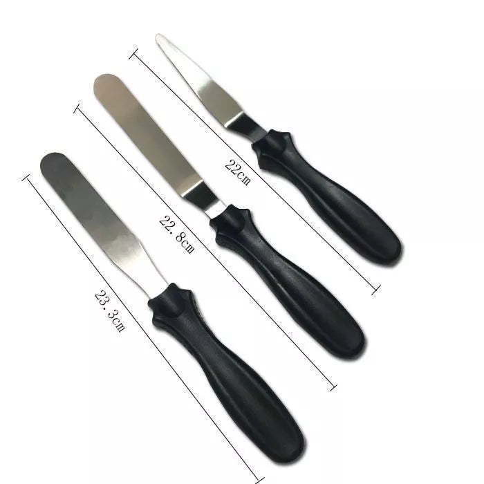 Kit 3 Espátulas Confeiteiro Para Bolos Decorados Em Inox Multiuso