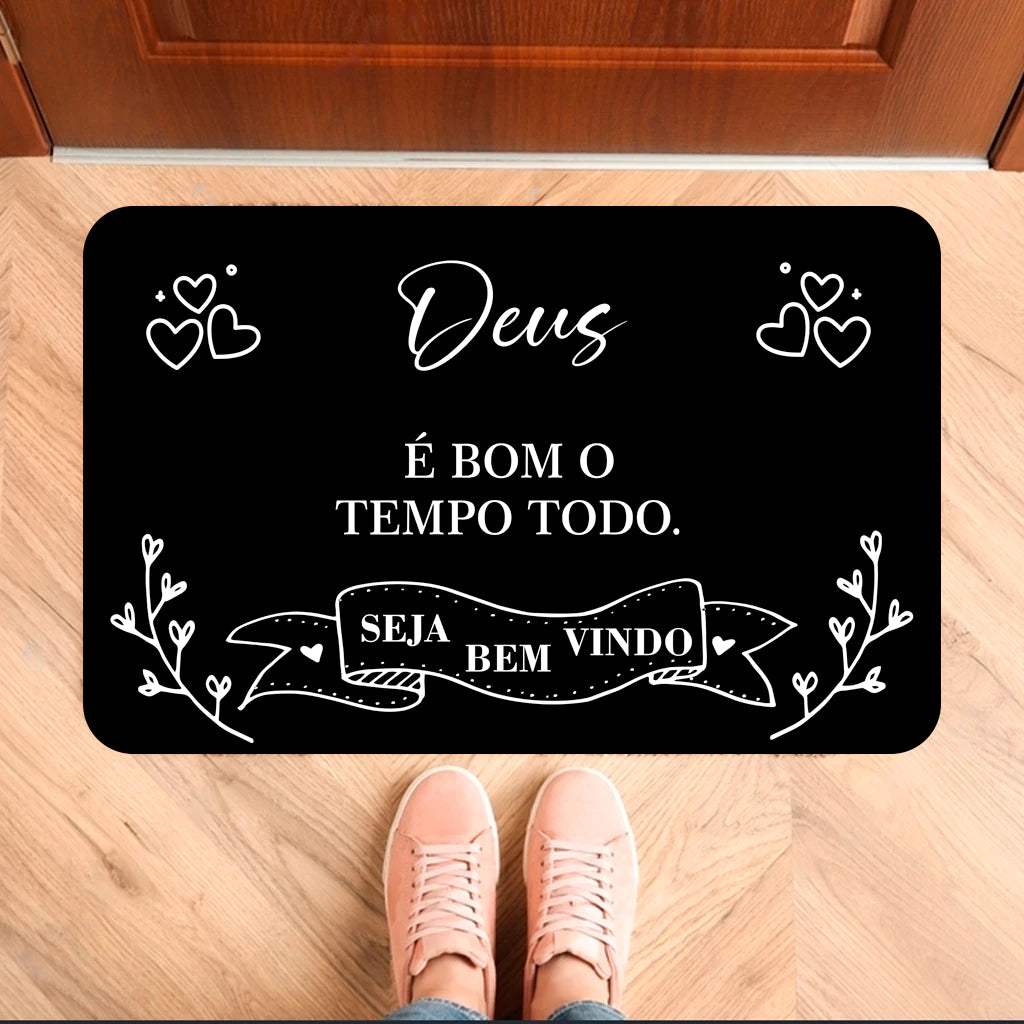 Tapete Antiderrapante Costura Reforçada - Versículo - Evangélico - Oração