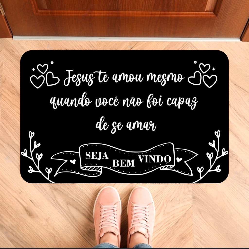 Tapete Antiderrapante Costura Reforçada - Versículo - Evangélico - Oração