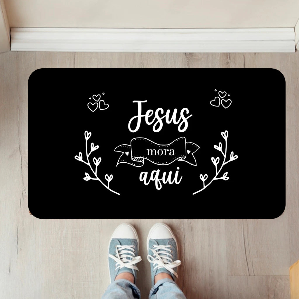 Tapete Antiderrapante Costura Reforçada - Versículo - Evangélico - Oração