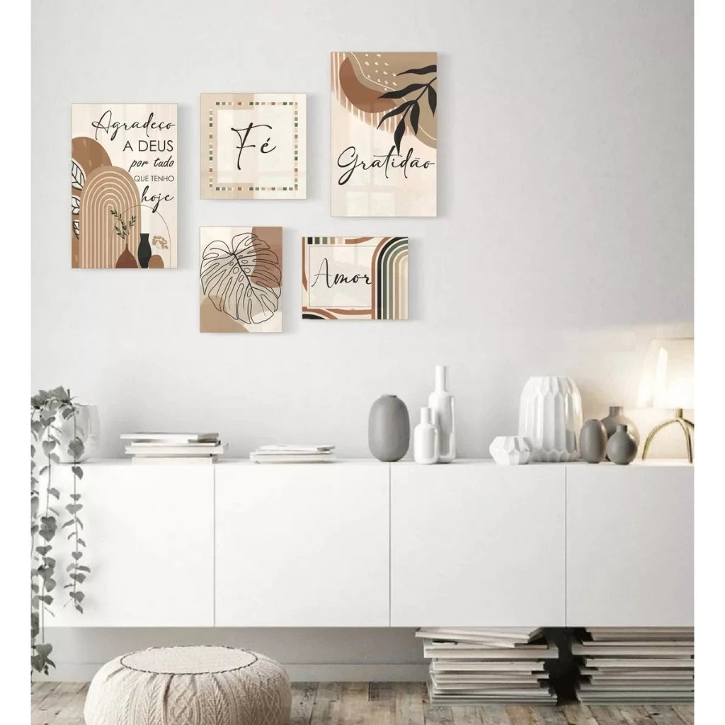 Kit 5 Quadros Decorativos Frases