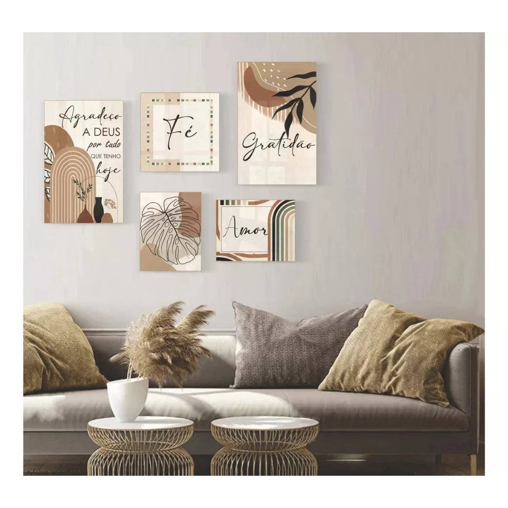 Kit 5 Quadros Decorativos Frases