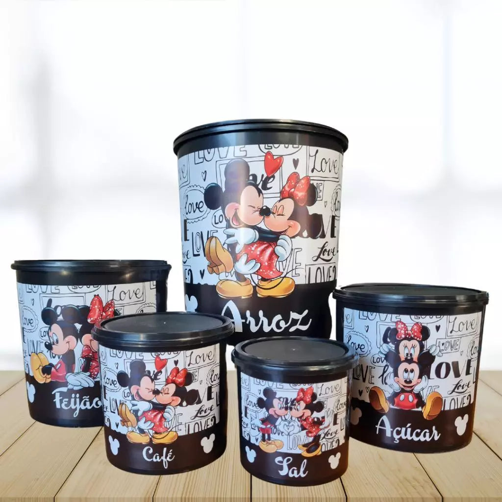 Kit de Potes Mantimentos 5 peças plástico porta mantimentos para cozinha