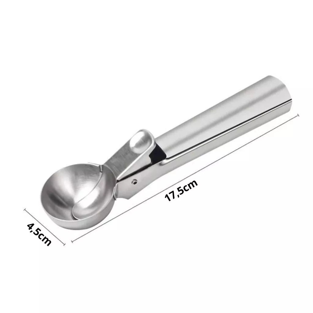 Colher Concha Pegador De Sorvete Inox Com Ejetor Profissional