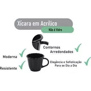 Kit Bandeja C/ 6 Xícaras Cantinho do Café, Chá