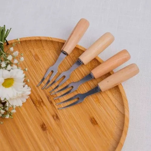 Petisqueira Redonda Para Frios Queijo C/ Molheira Ramekin e Garfinhos