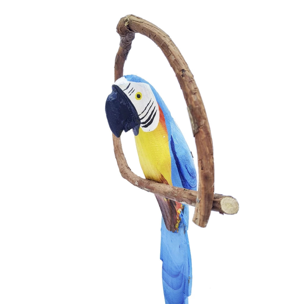 Mini Pássaros Artesanais em Madeira no Cipó – Arara Vermelha ou Tucano