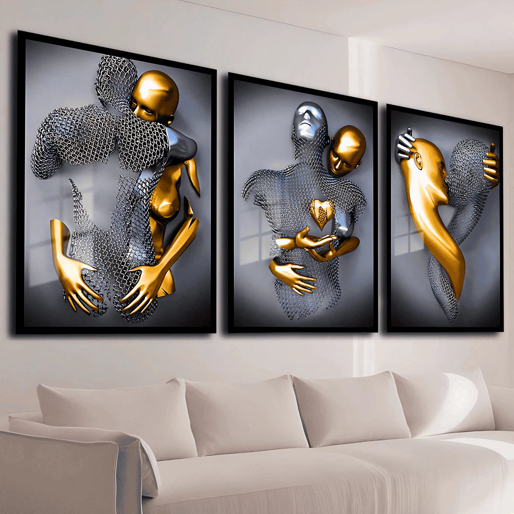 Quadros Decorativos 3 Peças Arte Moderna Casal Química
