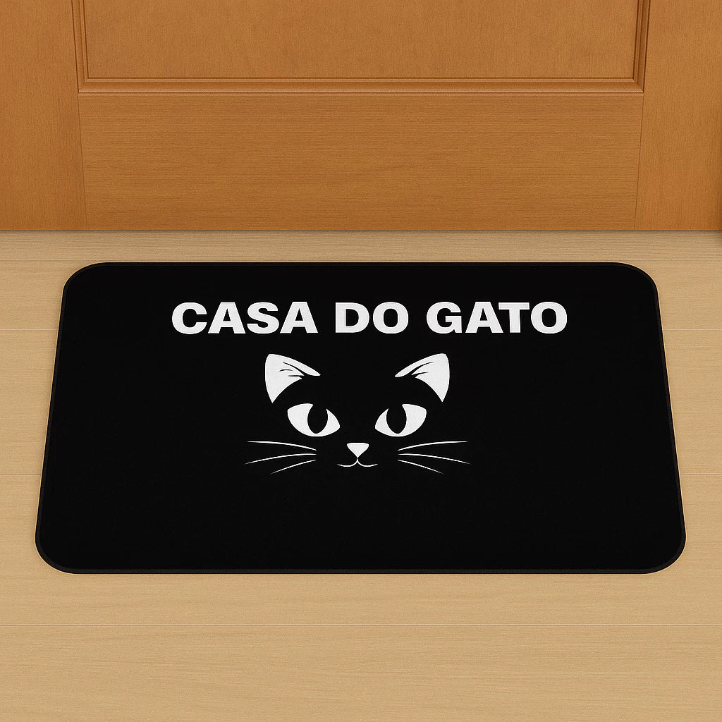 Tapete Antiderrapante Gatos, Cães, Frases | Decoração Porta ou Banheiro