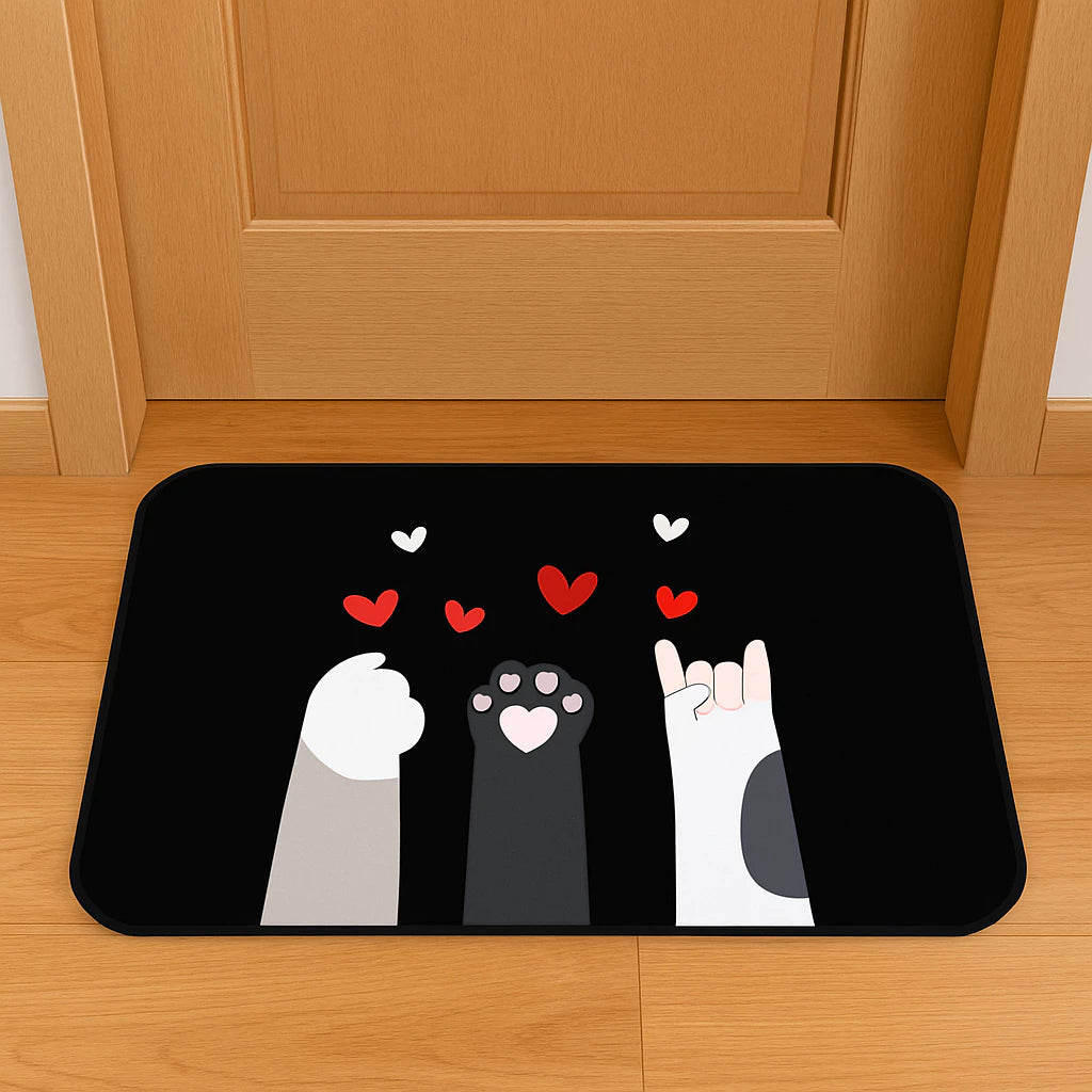 Tapete Antiderrapante Gatos, Cães, Frases | Decoração Porta ou Banheiro