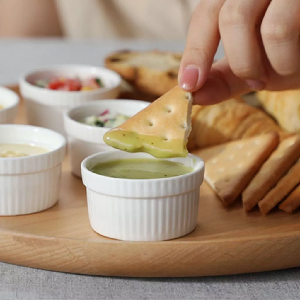 Petisqueira Redonda Para Frios Queijo C/ Molheira Ramekin e Garfinhos