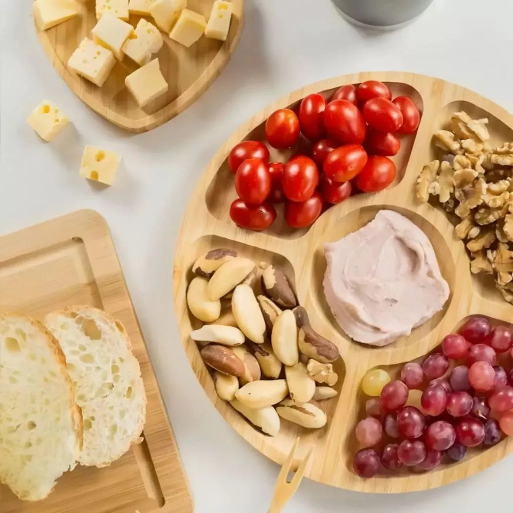 Petisqueira Redonda Para Frios Queijo C/ Molheira Ramekin e Garfinhos