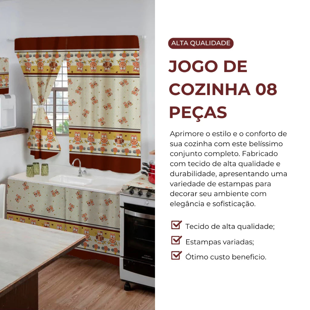 Kit 8 Peças De Cozinha Completo Estampado