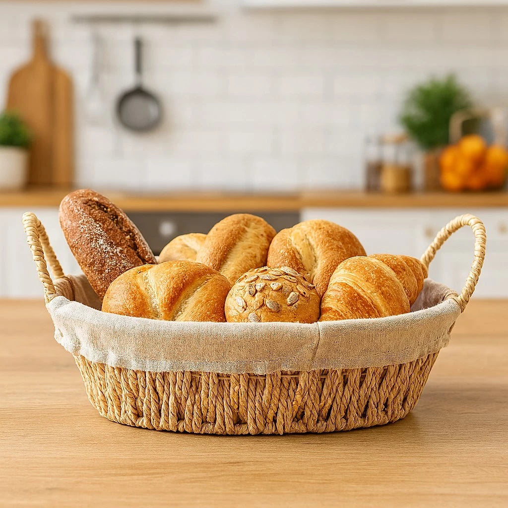 Kit 3 Cestos Organizadores de Palha/Bambu Multiuso com Forro