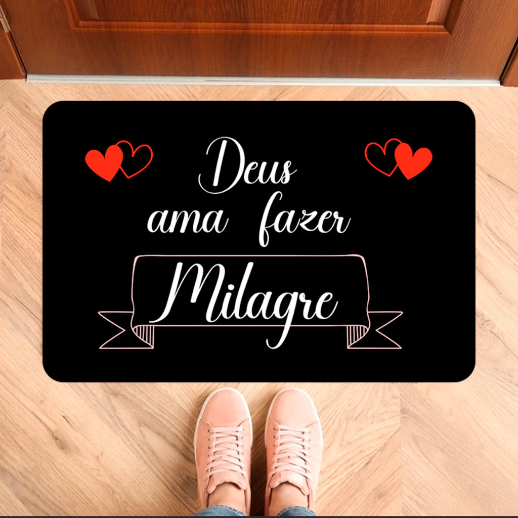 Tapete Antiderrapante Costura Reforçada - Versículo - Evangélico - Oração