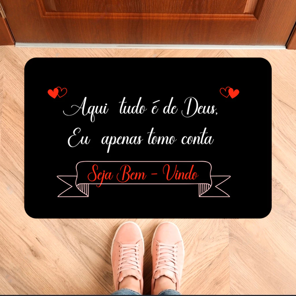 Tapete Antiderrapante Costura Reforçada - Versículo - Evangélico - Oração