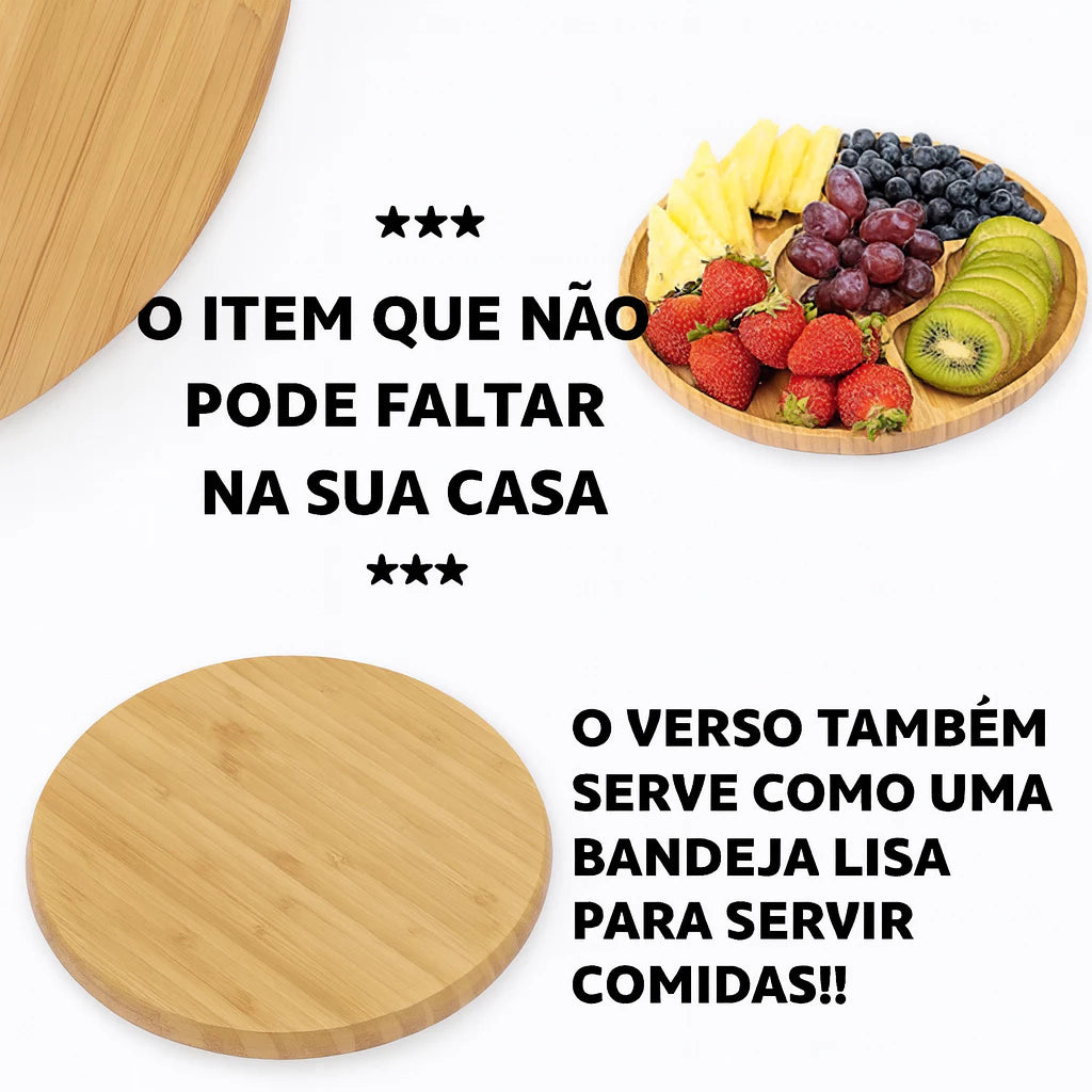 Petisqueira Redonda Para Frios Queijo C/ Molheira Ramekin e Garfinhos