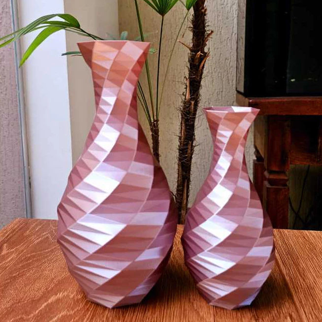 Kit 2 Vasos Decorativos Geométricos Decoração Sala