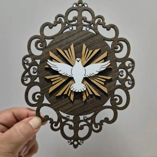 Divino Espirito Santo Placa Renda Linda Porta de Entrada Proteção