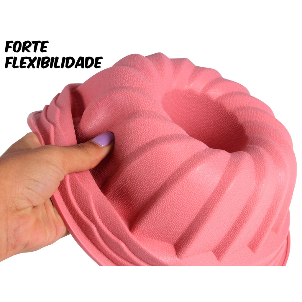 Assadeira Forma De Silicone Para Bolo Pudim Torta Mousse