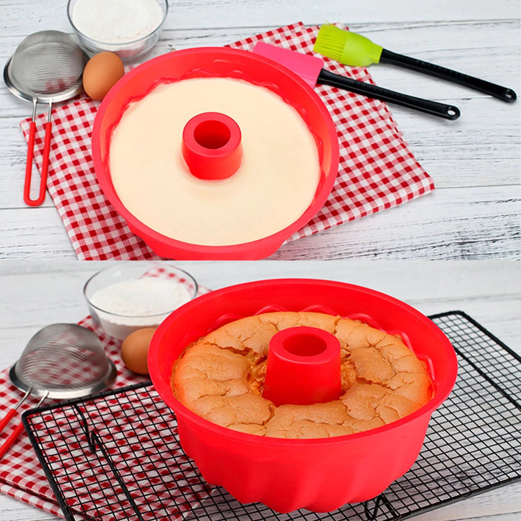 Assadeira Forma De Silicone Para Bolo Pudim Torta Mousse