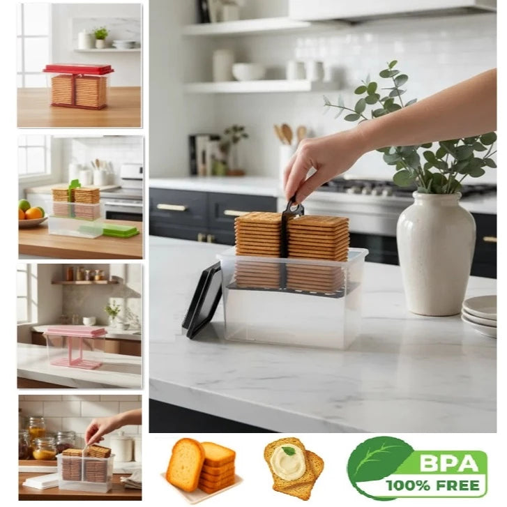 Porta Biscoito Bolacha Torrada com Puxador